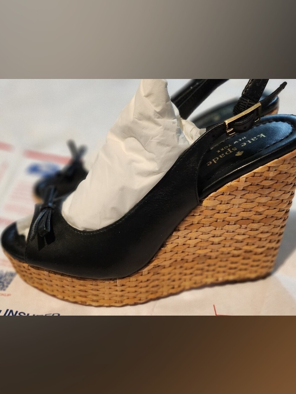 Kate Spade Platform Black Leather Sandals 9M